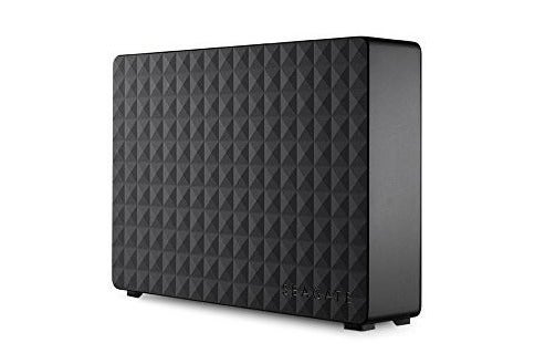 Black Seagate Expansion desktop hard drive.